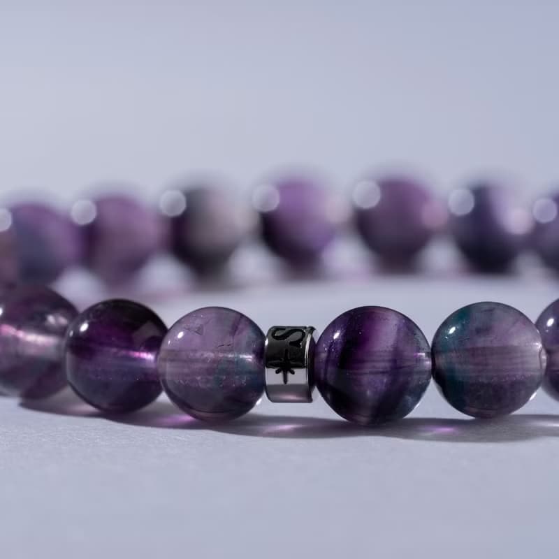 千層紫螢石天然能量水晶手串7-8mm D16902
