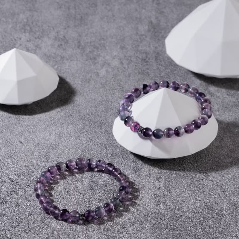 千層紫螢石天然能量水晶手串7-8mm D16902