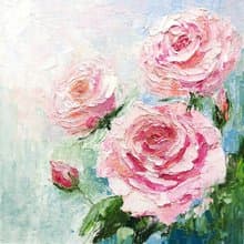 Pink Rose Floral Bouquet Original Oil Painting Flower Wall Art 手工油畫, 油畫原作
