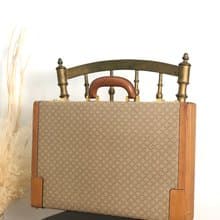 【 日本直送　名牌中古包 】CELINE セリーヌ マカダム トランク ベージュ PVC レザー アタッシュケース vintage ヴィンテージ mp7ck6