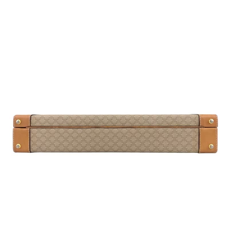 【 日本直送　名牌中古包 】CELINE セリーヌ マカダム トランク ベージュ PVC レザー アタッシュケース vintage ヴィンテージ mp7ck6