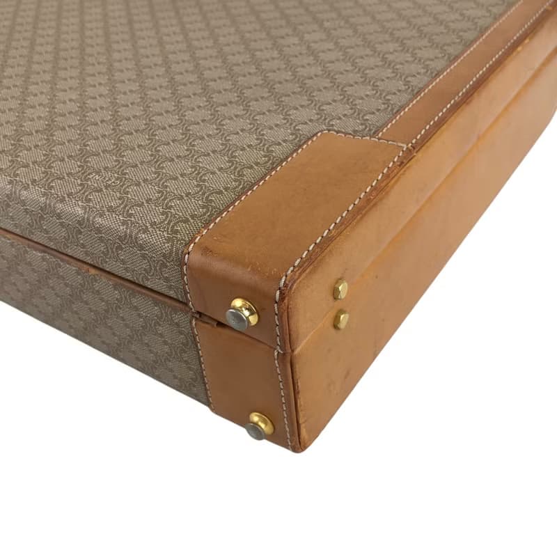【 日本直送　名牌中古包 】CELINE セリーヌ マカダム トランク ベージュ PVC レザー アタッシュケース vintage ヴィンテージ mp7ck6