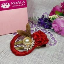 新娘系列手工飾品紅色花朵圓髮夾