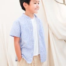 英國LIBERTY FABRICS男童Gabriel法式立領短袖襯衫