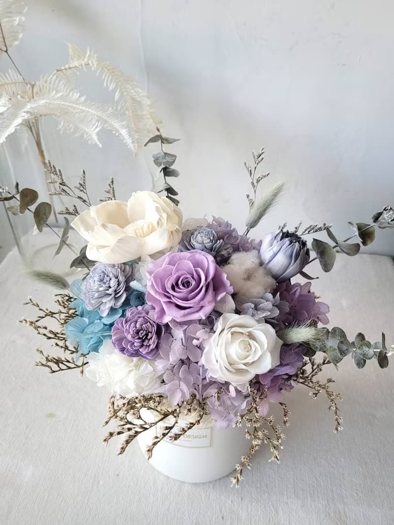 海藏設計│深海中的寶石。艾莉兒珊瑚永生花盆花 乾燥盆花