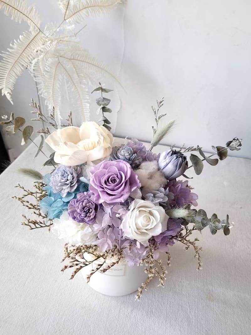 海藏設計│深海中的寶石。艾莉兒珊瑚永生花盆花 乾燥盆花