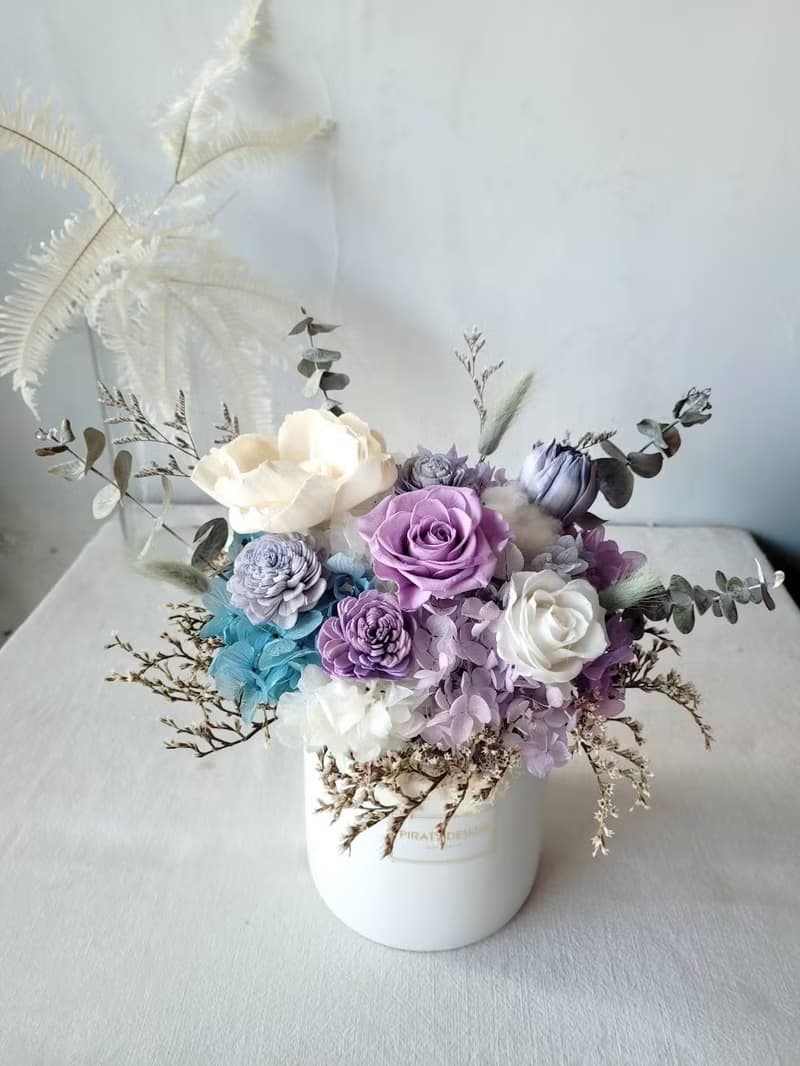 海藏設計│深海中的寶石。艾莉兒珊瑚永生花盆花 乾燥盆花