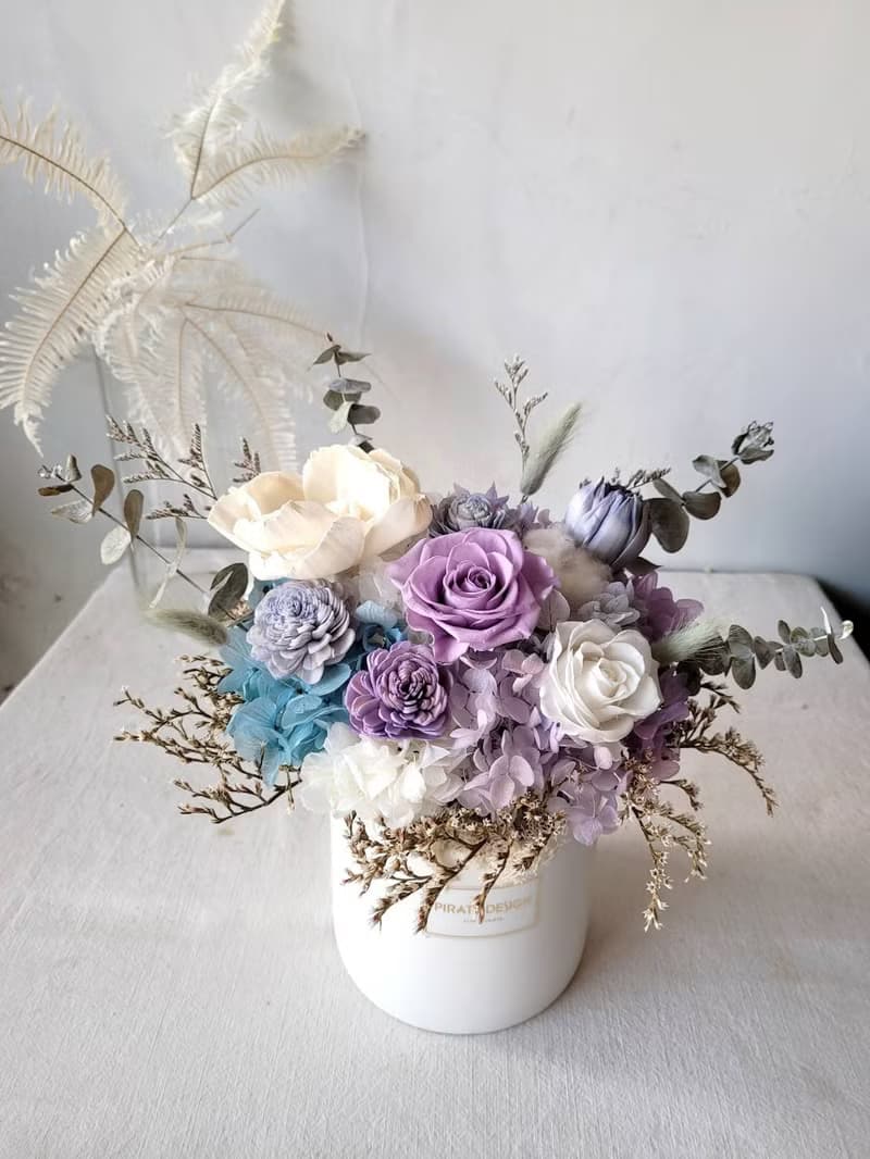 海藏設計│深海中的寶石。艾莉兒珊瑚永生花盆花 乾燥盆花