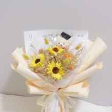 奶油小熊盛開款畢業花束 乾燥花