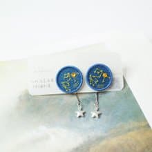 宇宙#39 星座圖 水瓶座 手刺繡貼耳耳環 耳夾/耳針