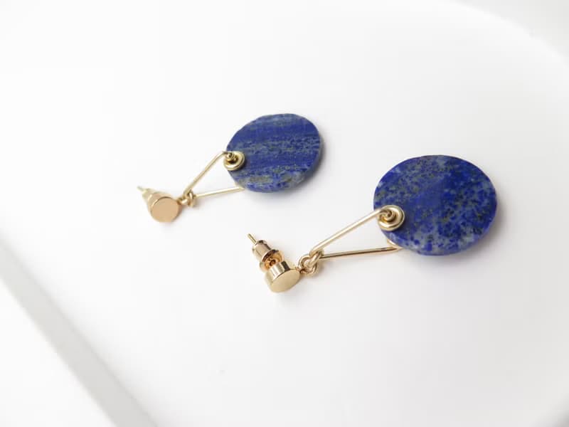 COLE COOL簡約青金石日式幾何耳環 獨一無二的禮物