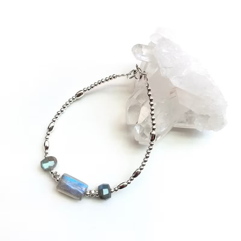 Ops Labradorite bracelet -藍光拉長石/純銀/限定/獨特/高聚財