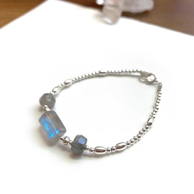 Ops Labradorite bracelet -藍光拉長石/純銀/限定/獨特/高聚財