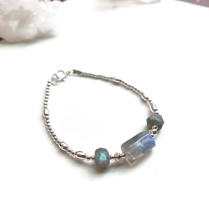 Ops Labradorite bracelet -藍光拉長石/純銀/限定/獨特/高聚財
