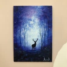 星空 鹿 壓克力畫 油畫 訂製手繪 無框畫 禮物 生日禮物 情人節