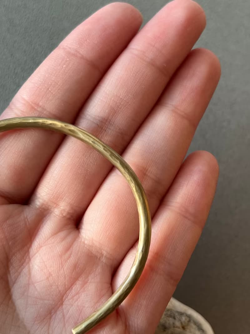 手感-鍛敲圓環-黃銅手環-3mm細款手環