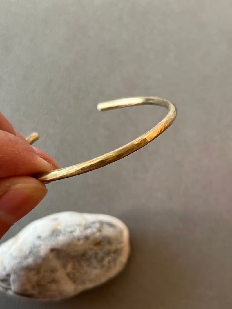 手感-鍛敲圓環-黃銅手環-3mm細款手環