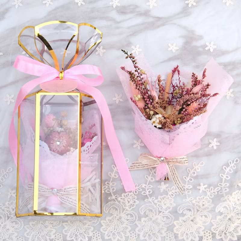 迷你乾燥花束禮盒(大)-浪漫粉 生日禮物 聖誕禮物