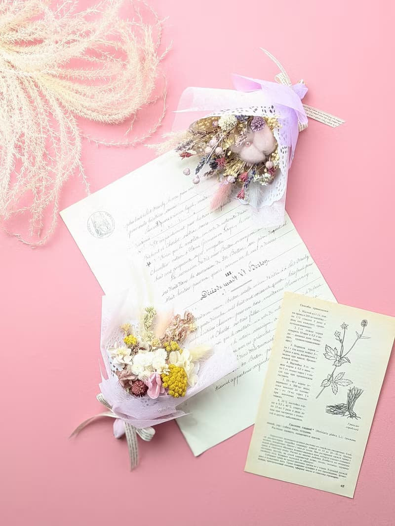 迷你乾燥花束禮盒(大)-浪漫粉 生日禮物 聖誕禮物