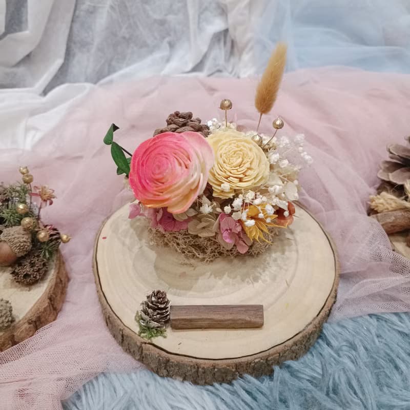 福利品出清 不含盒 乾燥花 松果名片座 開幕禮物