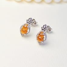 |招財納福|緬甸A貨翡翠冰芬達黃翡葫蘆純銀鍍18k簡約耳環