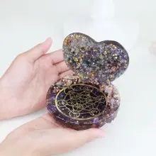 奧根心型水晶簇能量盤 - 紫水晶