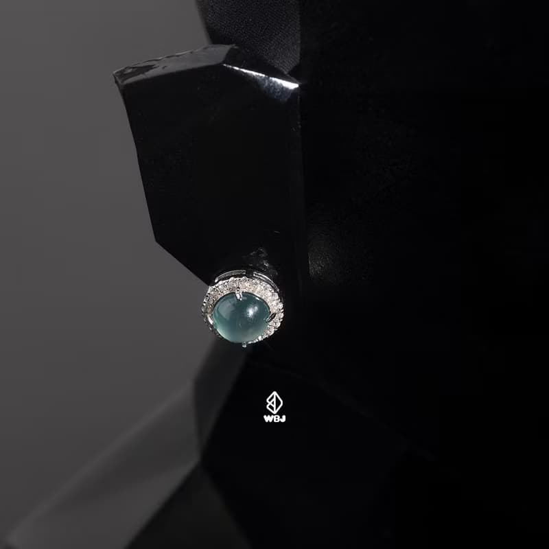 Wbj 天空藍翡翠耳釘 925銀 電鍍18K白金 耳環