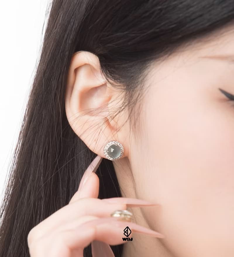Wbj 天空藍翡翠耳釘 925銀 電鍍18K白金 耳環
