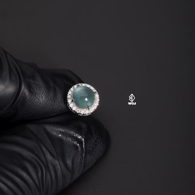Wbj 天空藍翡翠耳釘 925銀 電鍍18K白金 耳環