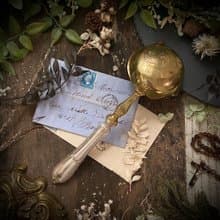 法國19世紀路易16風格純銀柄 黃銅碗面湯勺