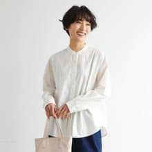 純棉提花條紋襯衫│兼具實用與優雅的條紋襯衫 米白 250507-2