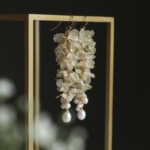 坦桑石 垂墜花朵耳環 耳夾 | 紫色 | 12月誕生石