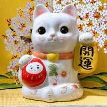 【櫻彩開運】日本清水燒招財貓 | 達摩 - 色繪櫻