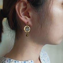 透明花銅圈耳環  黃銅耳飾