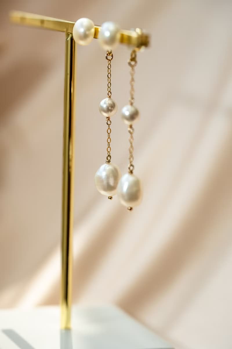 Bridal 新娘耳環 高級訂製 天然珍珠耳環 925純銀鍍18k金