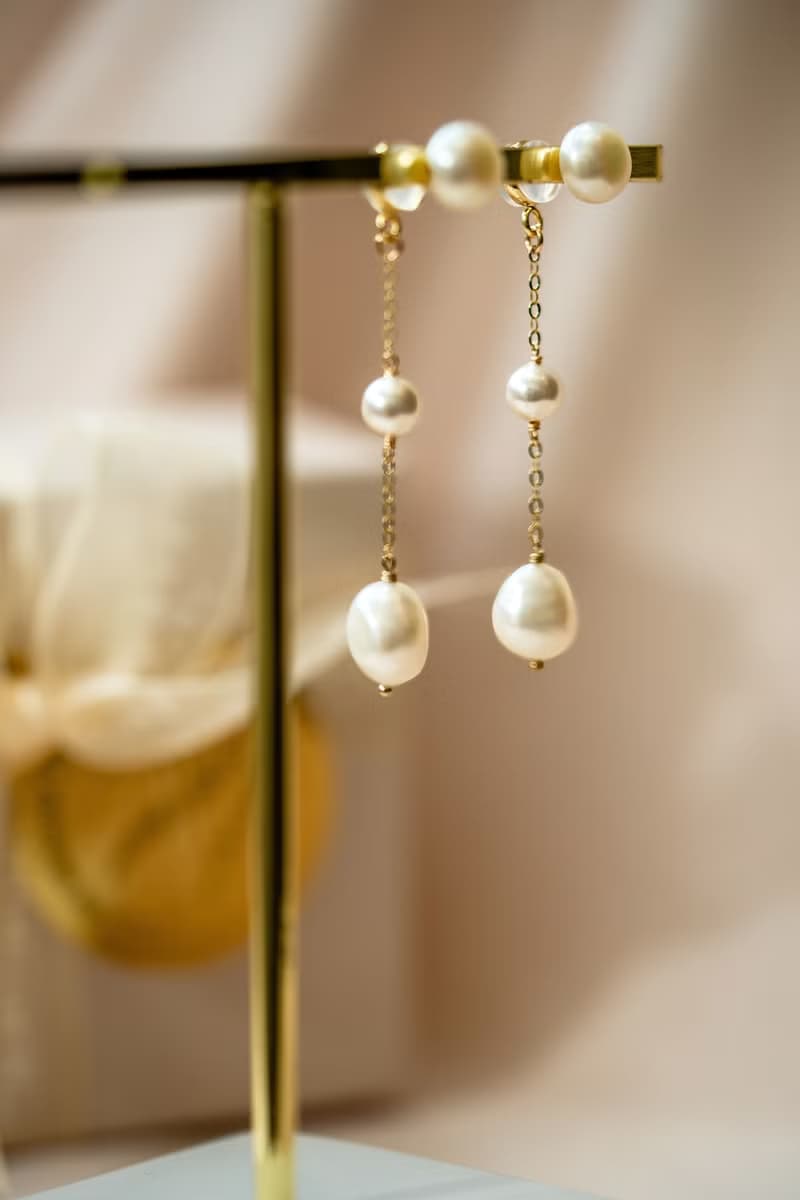 Bridal 新娘耳環 高級訂製 天然珍珠耳環 925純銀鍍18k金