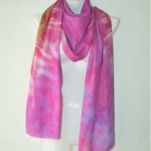 Cotton scarf Purple long hand dyed scarf Abstract shawl Great gift Tie dye scarf
