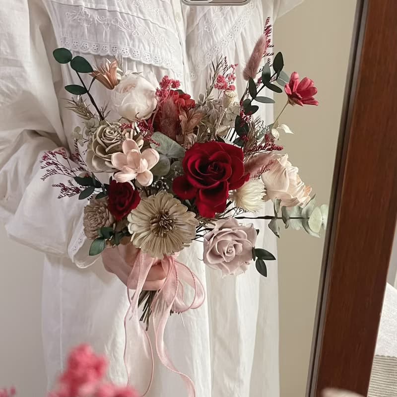 【新娘捧花】婚禮捧花 婚禮 結婚 手綁花 永生花 浪漫韓式花束