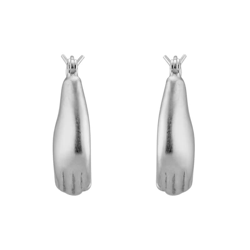 (925 Sterling Silver) Heart Hands Earrings