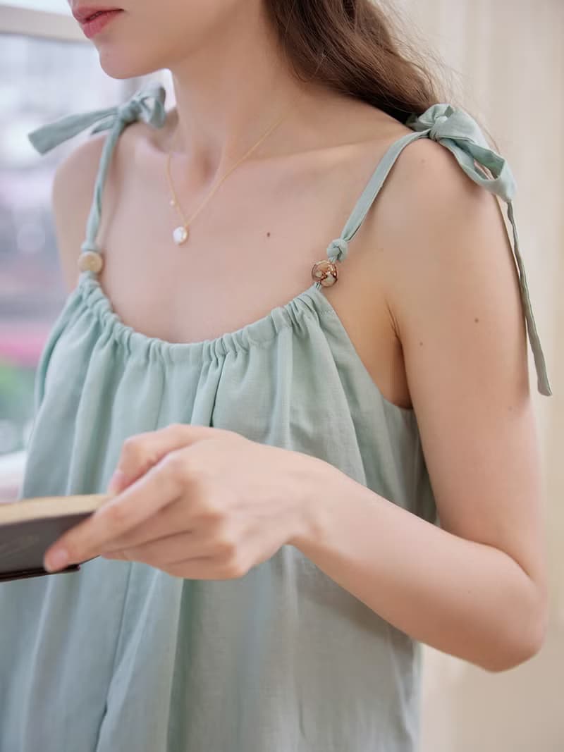 【SR全館一件包郵】Yasmin 夏日棉麻細肩帶洋裝