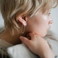 petitピアス　四角　シルバーカラー