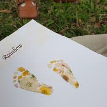 訂製花足畫 | 白黃色系 | 彌月禮 | 寶寶足印畫 | 押花