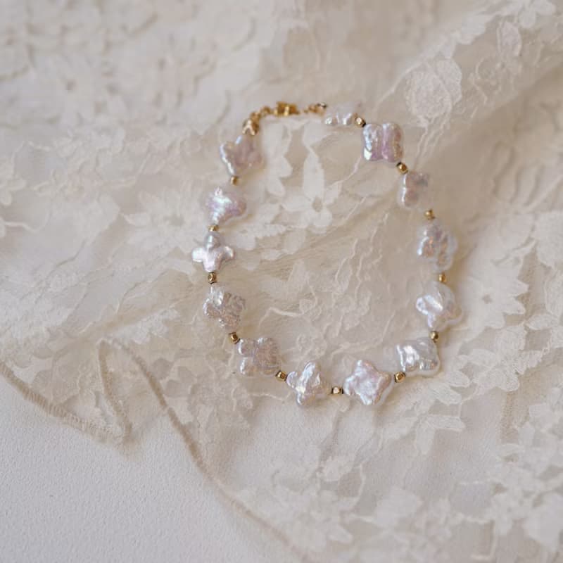 14kgf  お花のパールブレスレット