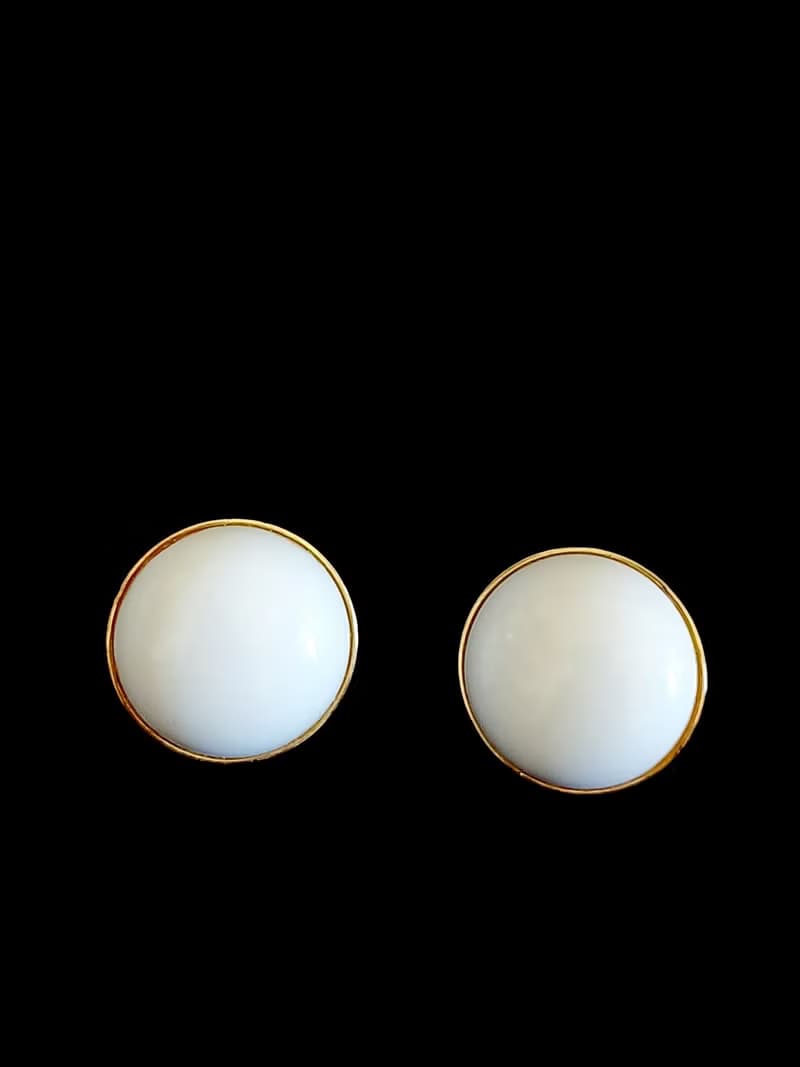 vintage jewelry  Monet 半球形賽珞珞 夾式耳環
