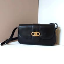 絕版古董包二手Celine凱旋門金扣馬鞍黑色皮革小包單肩側背孭手袋