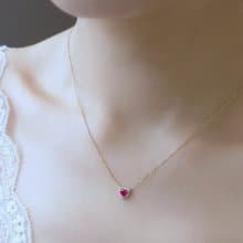 限量現貨 | 天然紅寶石心形切割 鑲鑽 純 14K 金 項鍊鎖骨鍊