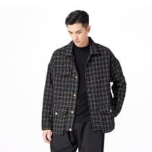 【双 11 限定】秋冬男裝格子毛呢夾棉小香風夾克粗花呢子外套