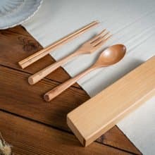 Islandoffer島嶼製作 櫸木便攜餐具套裝連盒 木系餐具 (一套)