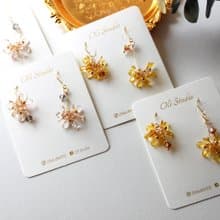 【蜜糖桂花耳環】不對稱透明水晶花  耳環 耳夾