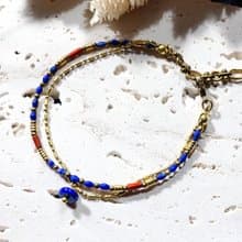 VIIART。火之國。青金石戰國紅瑪瑙黃銅復古vintage手鍊